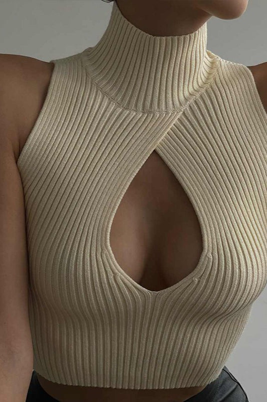 Ribbed Cutout Knit Top Main image