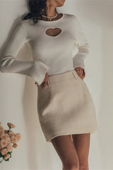 Heart Cutout Slim Fit Knit Sweater