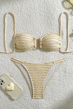 Backless Drawstring Tie Two Piece Bikini Set
