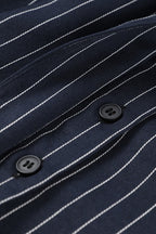 V Neck Striped Scarf Two Piece Blazer Skirt Set