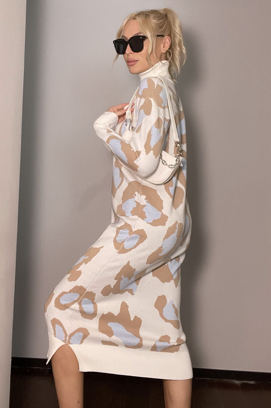 Leopard Print Turtleneck Sweater Dress Secondary image