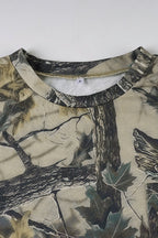 Camouflage Leaf Print Crew Neck Sweatshirt