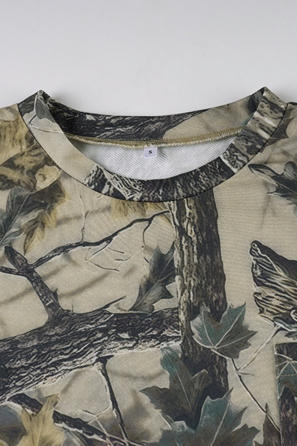 Camouflage Leaf Print Crew Neck Sweatshirt
