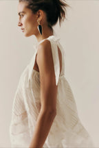 Mesh Tie Strap Sleeveless Loose Fit Tank Top