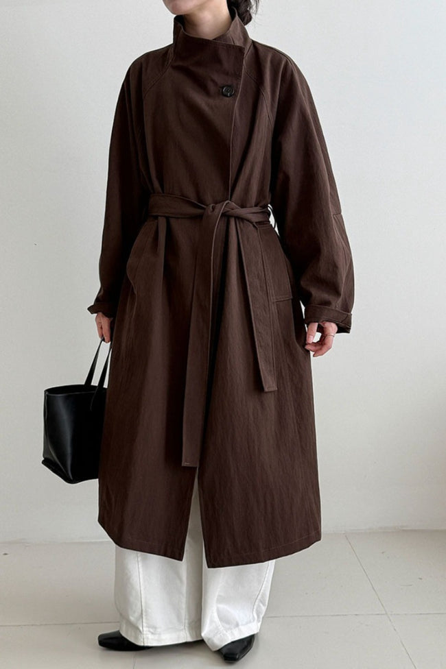 Oversized One Button Stand Collar Overcoat Main image