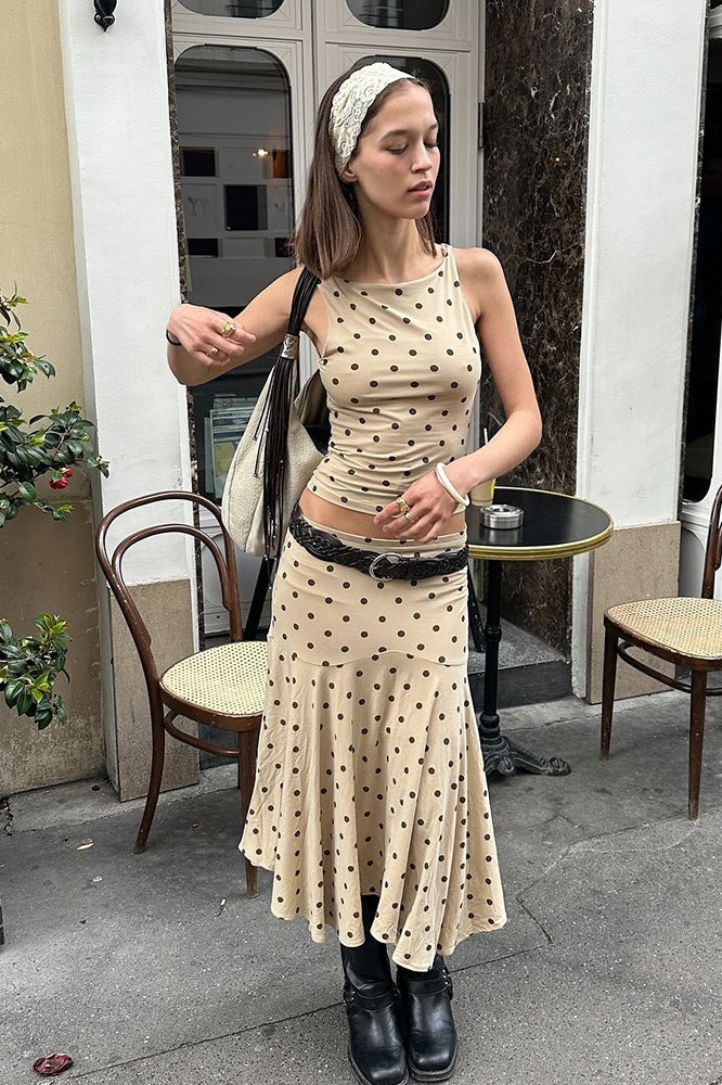 Polka Dot Crop Top High Waist Pencil Skirt Set Secondary image