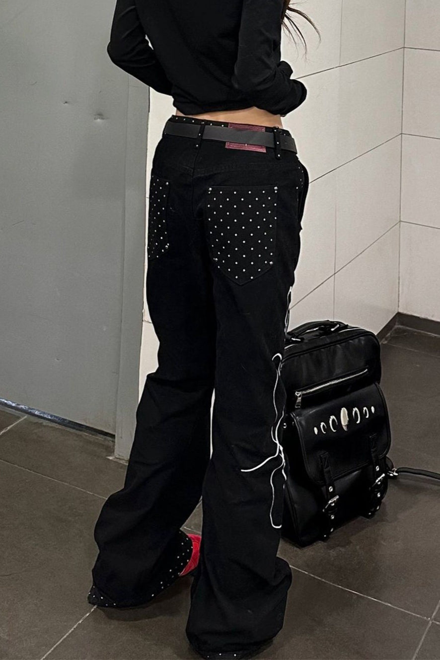 Vintage Polka Dot Panel Flare Leg Jeans Secondary image