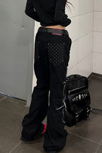 Vintage Polka Dot Panel Flare Leg Jeans