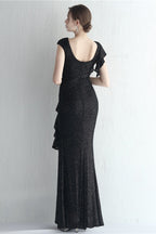 Glitter High Neck Mermaid Slit Formal Dress