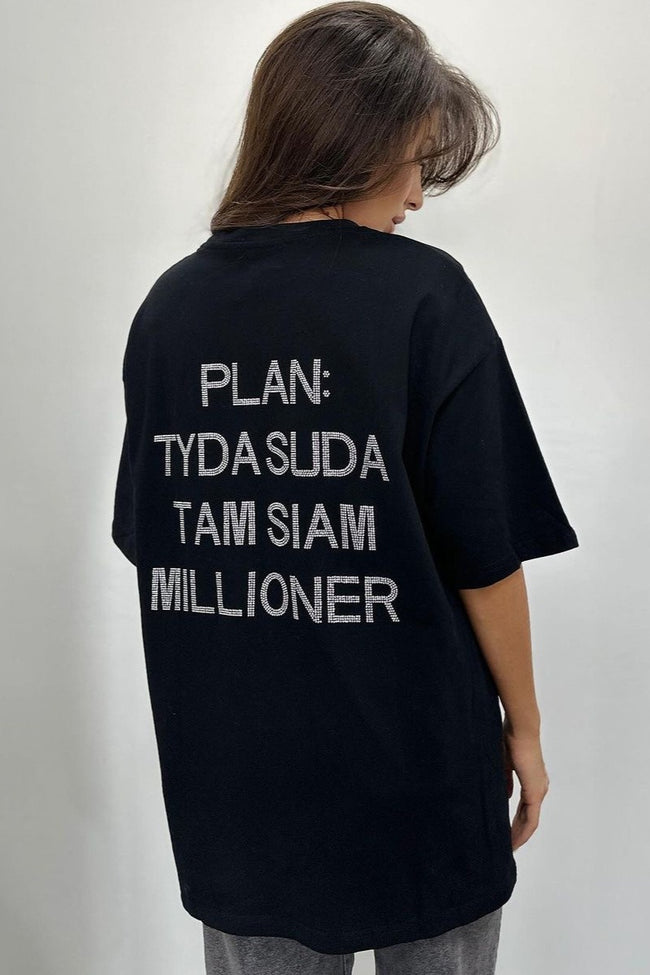 Rhinestone Letter Graphic Loose Fit Short Sleeve Tee Main image