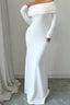 Off Shoulder Ruched Bodycon Formal Dress S / White