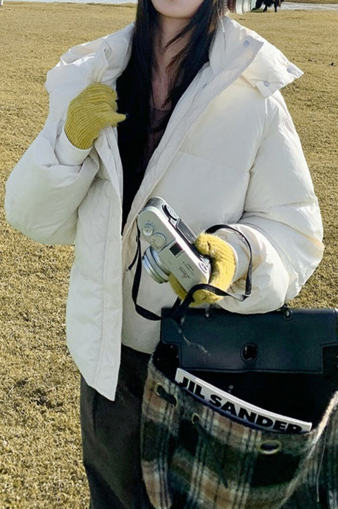 Cropped Plush Lined Oversized Puffer Jacket Secondary image
