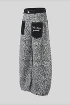 Leopard Contrast Pocket Barrel Leg Pants