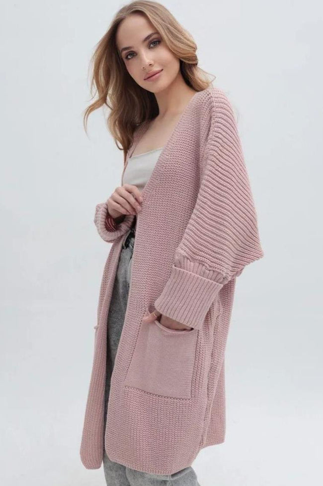 Oversized Long Knit Cardigan S / Pink Main image