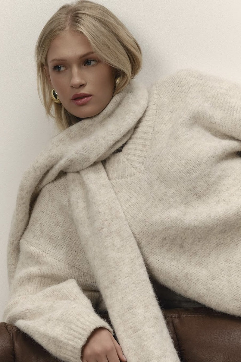 Soft Wool Loose V-Neck Solid Sweater Secondary image