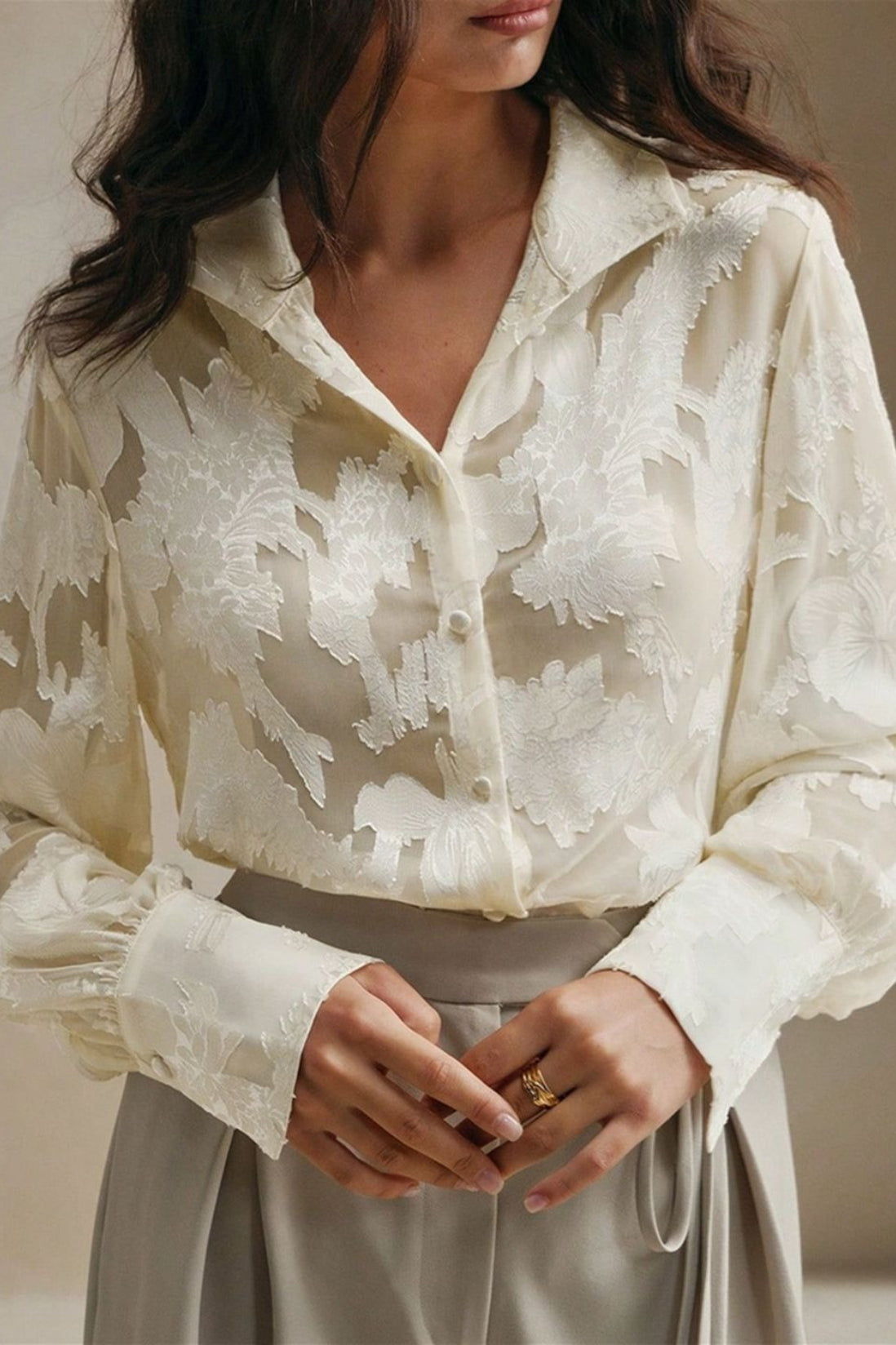 Casual Jacquard Turtleneck Blouse Secondary image