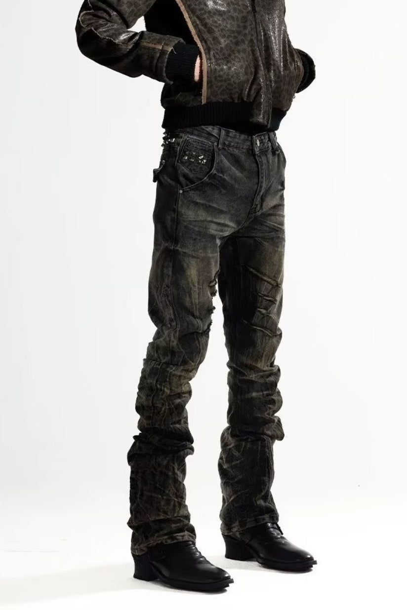 Stacked Wash Slim Flare Jeans
