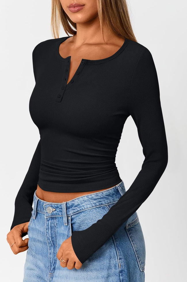 Button-Detail Bodycon Knit Top Main image