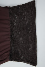 Asymmetrical Shoulder Lace Patchwork Cropped Tee