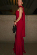 Strapless Mermaid Scarf Formal Dress