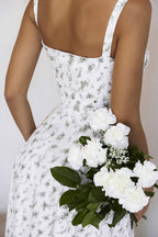 Strap Slit Floral Maxi Floral Dress