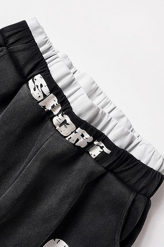Washed Double Waist Baggy Sweatpants