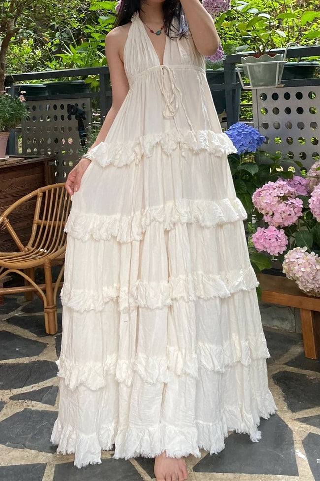 V-Neck Halter Tiered A-Line Boho Dress Main image