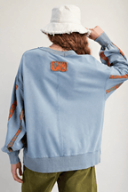 Striped Graphic Crew Neck Sweatshirt