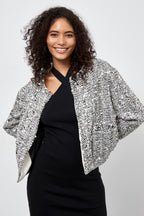 Sequin Crew Neck Long Sleeve Jacket