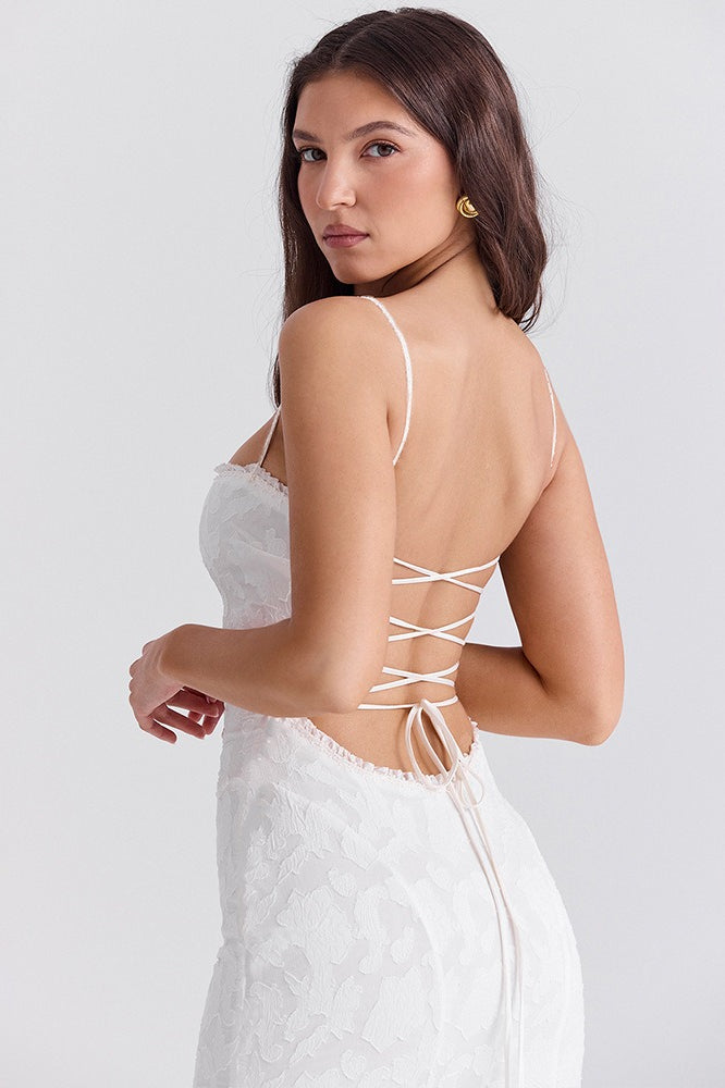 Sexy Spaghetti Strap Back Lace Up Formal Dress