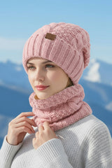 2-Piece Winter Knit Ear Warmer Hat And Scarf Set