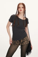 Asymmetrical Bodycon Cropped Short Sleeve Tee