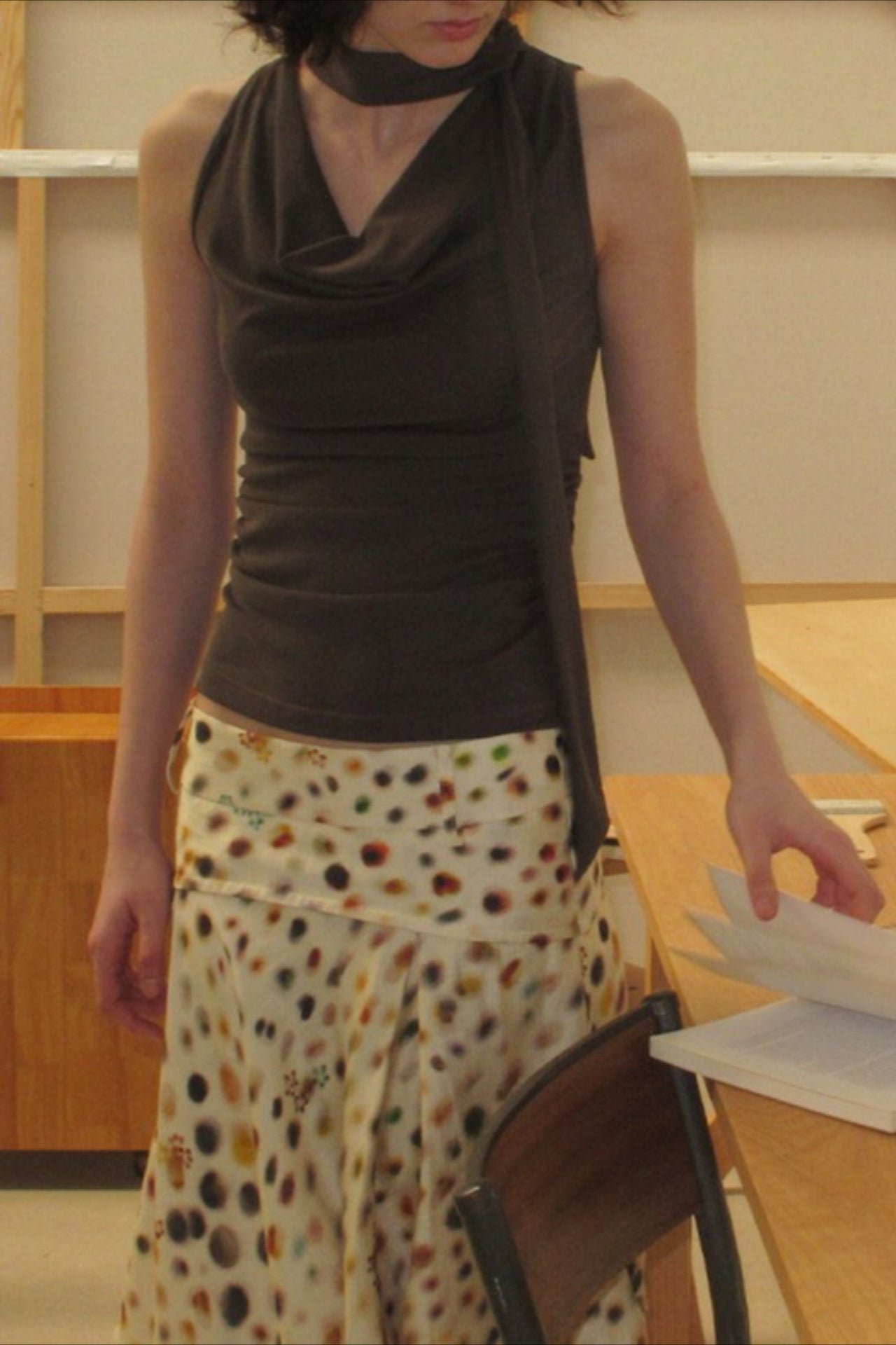 Acetate Lyocell Psychedelic Dot Midi Skirt Secondary image