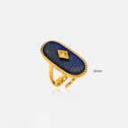 Vintage Gold Plated Lapis Lazuli Stainless Steel Ring