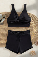 Black Boyshort Two Piece Swim Set