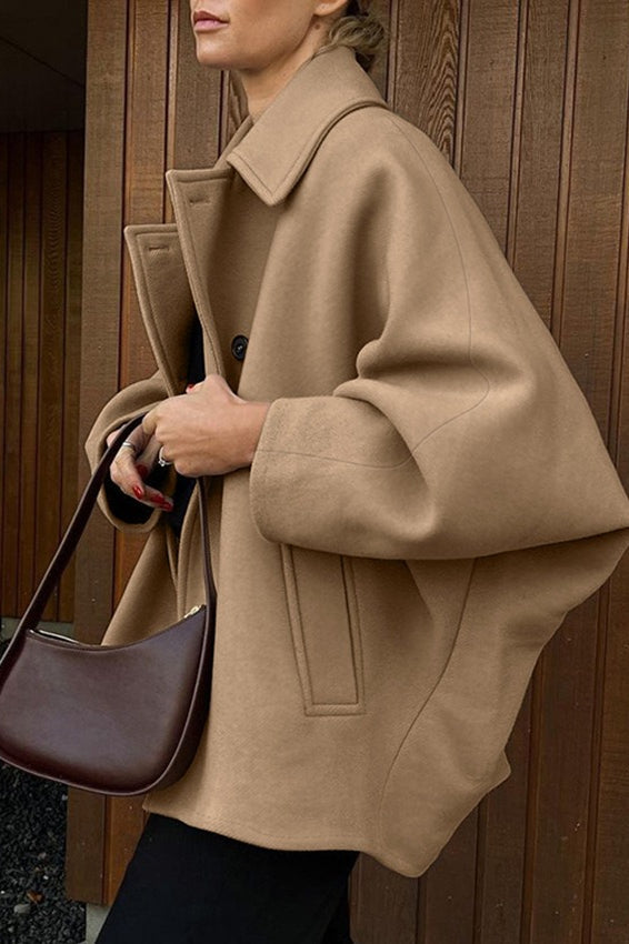 Batwing Sleeve Wool Blend Coat coats