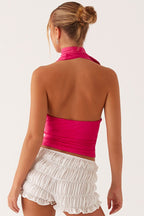 Sexy Deep V Back Tie Bodycon Halter Top