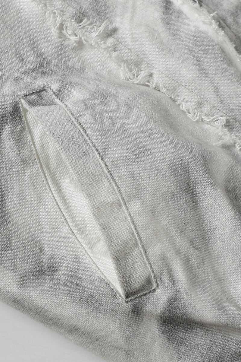Washed Raw Seam Zip Up Jacket
