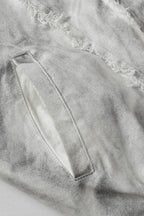 Washed Raw Seam Zip Up Jacket