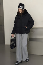 Faux Fur Panel Cropped Puffer Jacket