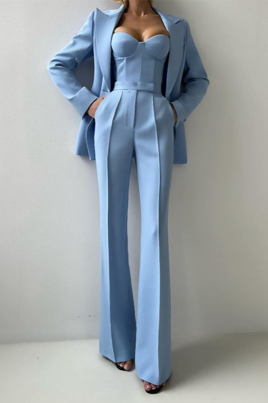 Corset Style Three Piece Blazer Pants Set Main image