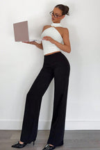 High Neck Metal Ring Sleeveless Off Shoulder Halter Top