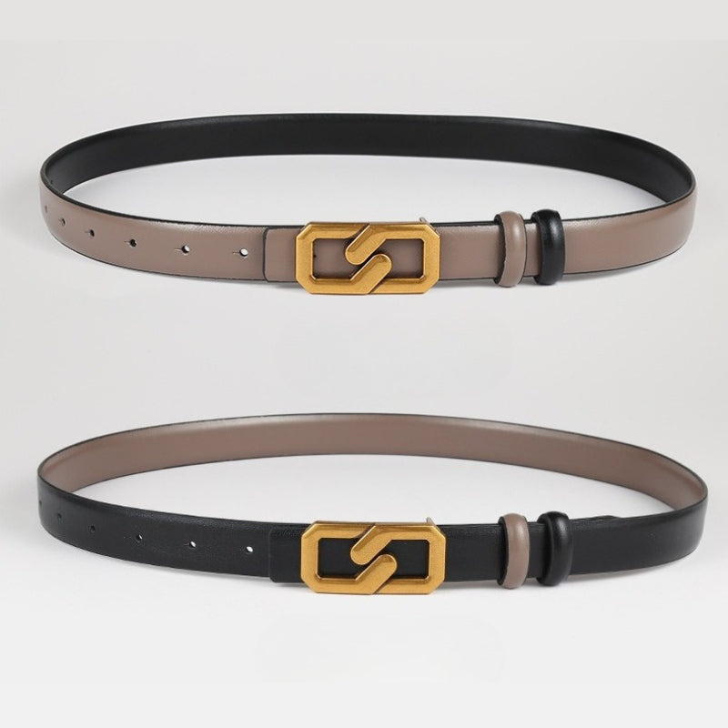 Color Block Reversible Double Sided Belt