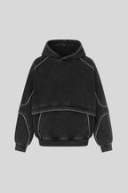 Washed Panel Seam Oversized Pullover Hoodie