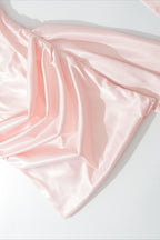 Strapless Satin Scarf Draped Cocktail Dress