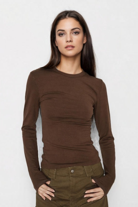 Contoured Long Sleeve Knit Top Secondary image