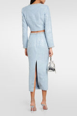 Sequin Diamond Button Cropped Jacket