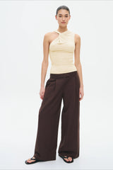 Twist Front Off Shoulder Sleeveless Solid Tank Top