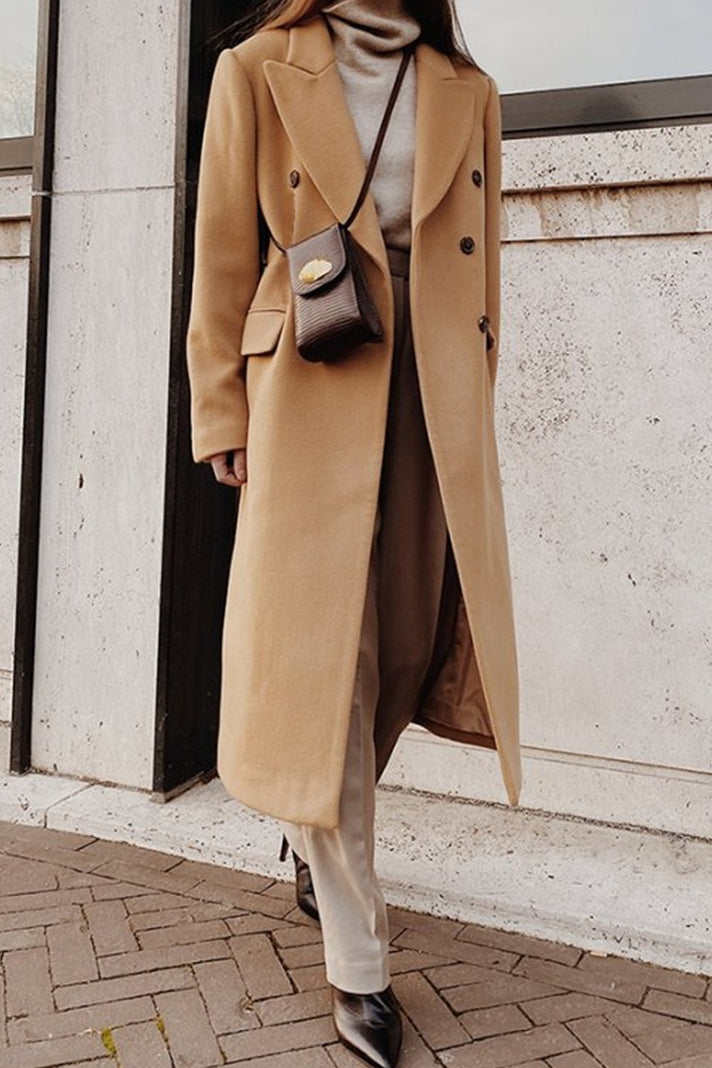 Solid Color Double Breast Lapel Overcoat Secondary image
