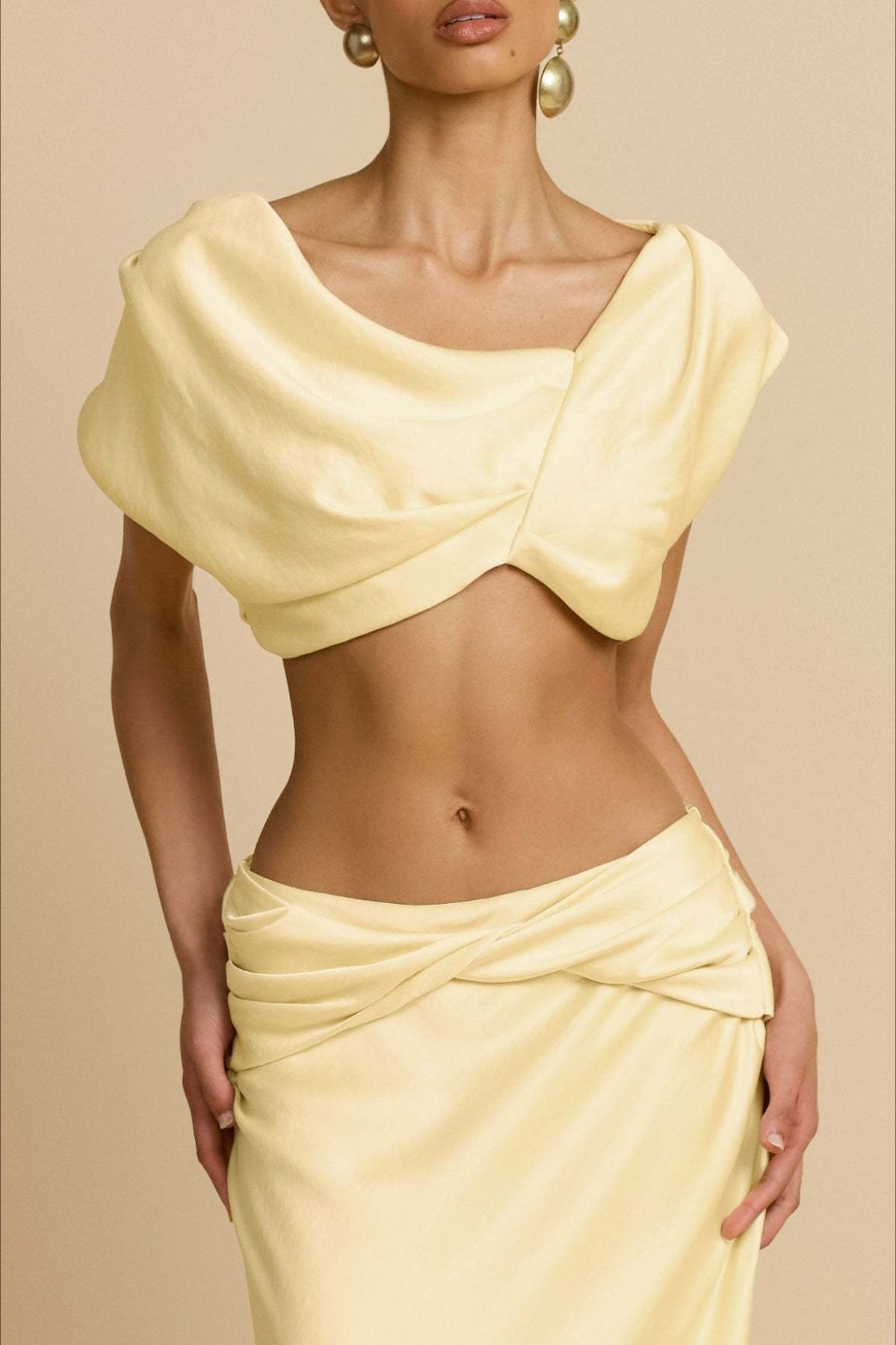 Ruched Panel Strapless Top High Waist Skirt Set Secondary image